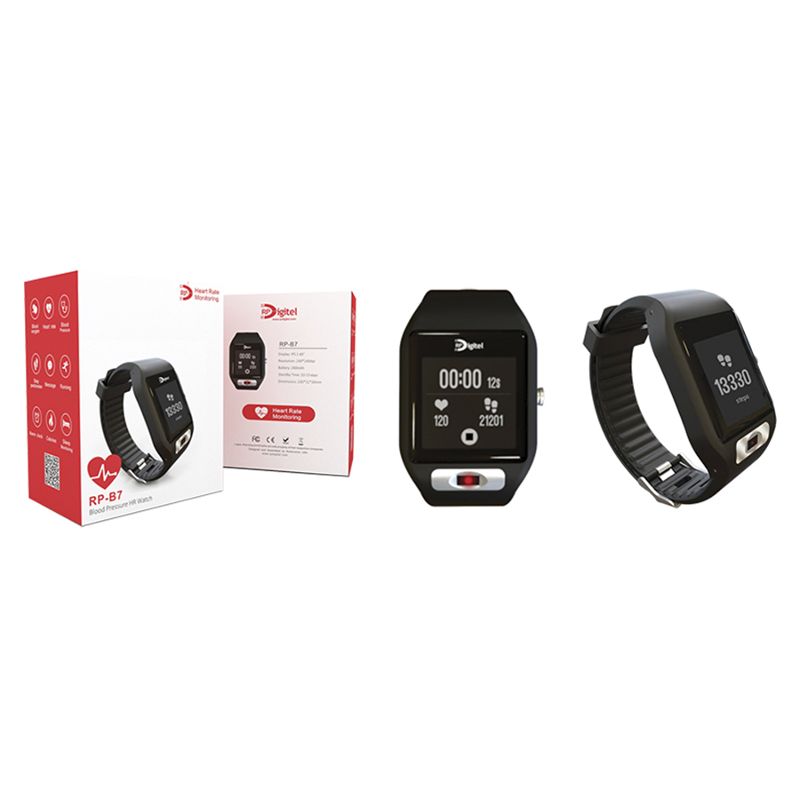 RP-B7 Blood Pressure HR Watch - Your Health Is Very Important. Rp Digitel Knows This And Has Developed This Watch For That Very Reason. This Watch Allows You To Monitor Your Blood Oxygen Levels, Heart Rate, Blood Pressure, Calorie Intake, And Your Sleep Patterns. It Is Also Equipped With A Step Pedometer And An Alarm Clock While A