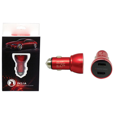 Dual USB Car Charger - Red - Rp Digitel’s Dual Usb Charger Is A Fast Charging, Extra Reinforced Accessory That Will Last!